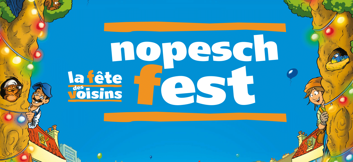 Voisins rassemblés autour d'une grande table pour la Fête des Voisins 2025 dans une rue de quartier