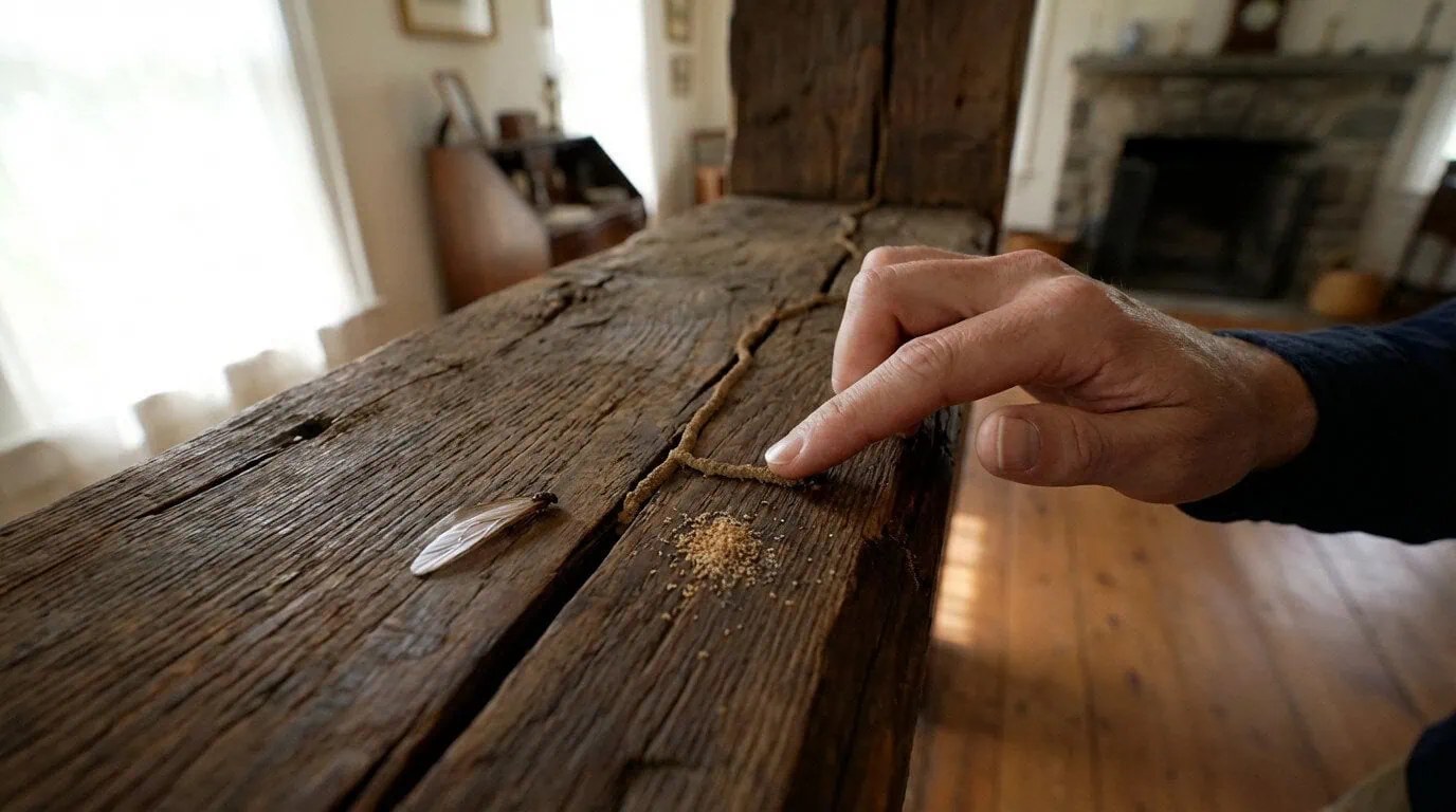 Termites dans une galerie creusée dans du bois