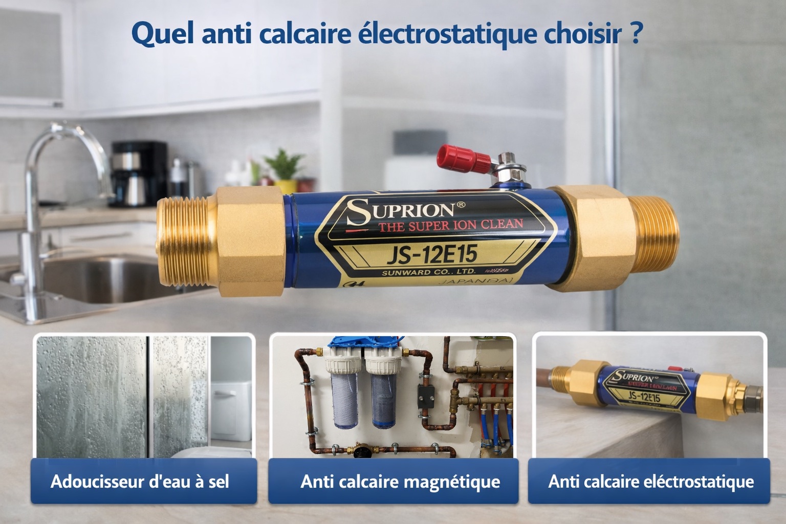 Dispositif anti calcaire installé sur une arrivée d'eau froide dans une maison